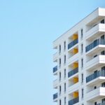 Modern european complex of apartment buildings. Fragment of a mo